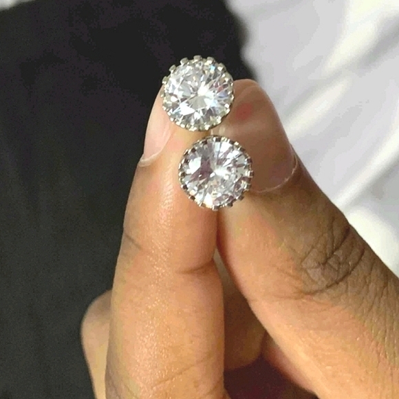 Silver stud Rhinestone earrings Dainty simple sparkly Prom wedding 💖2/$30 - Picture 11 of 15